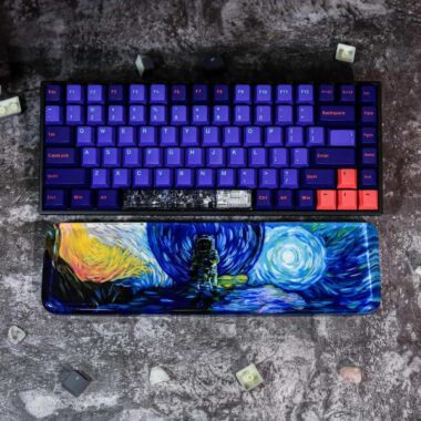 Astronaut keyboard wrist rest Van Gogh style