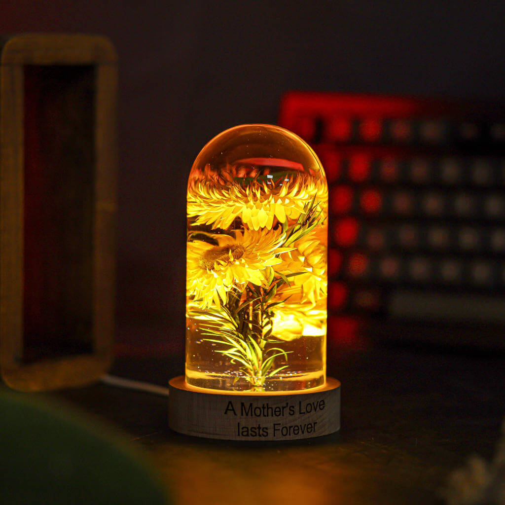 Strawflowers Epoxy lamp 3 Strawflowers LED color changing night light
