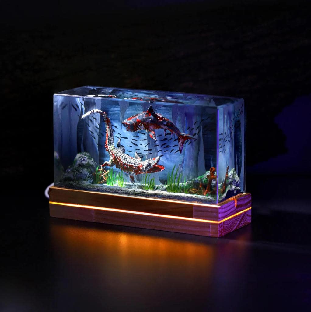 Diorama Zombie Crocodile and Shark Night Light 1 Diorama Zombie Spinosaurus Night Light