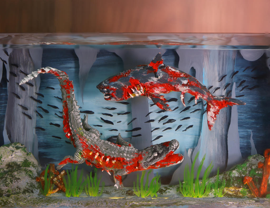 Diorama Zombie Crocodile and Shark Night Light 3 Diorama Zombie Crocodile and Shark Night Light