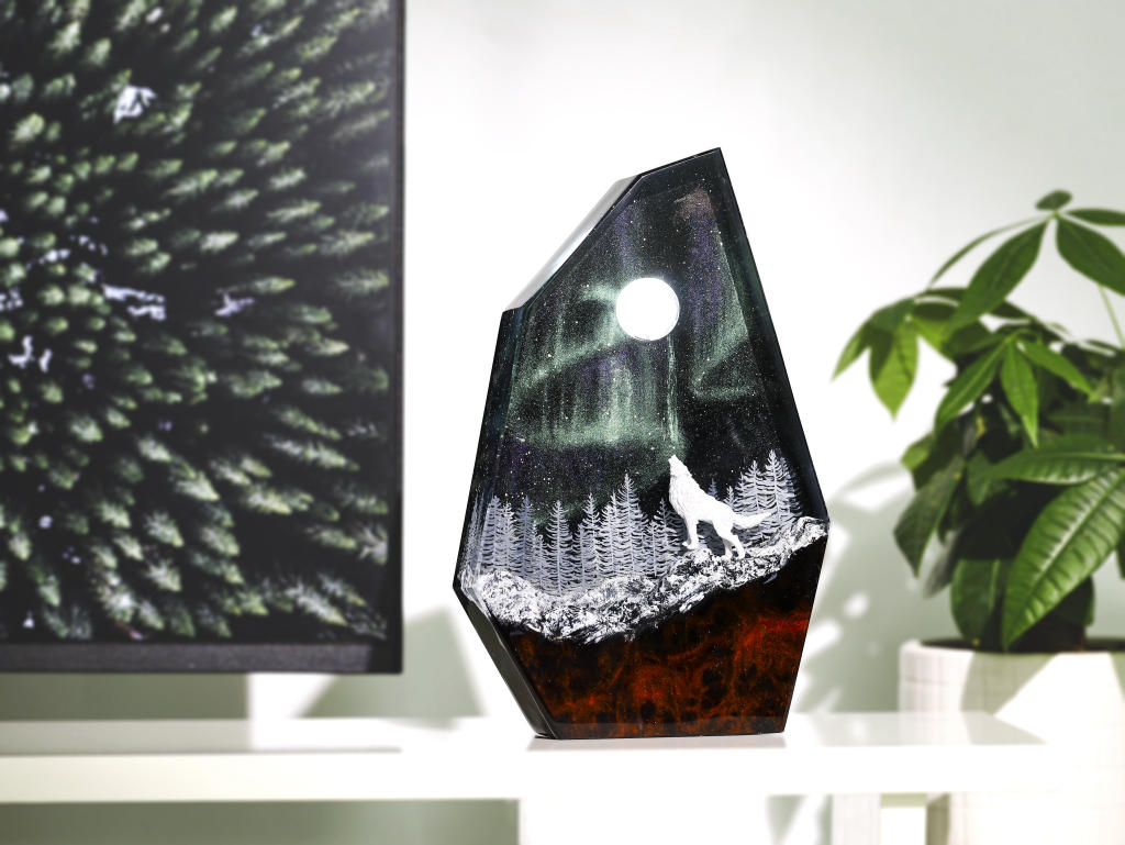 Aurora Borealis Howling Wolf Lamp 10 Wolf Night Light Ver 2