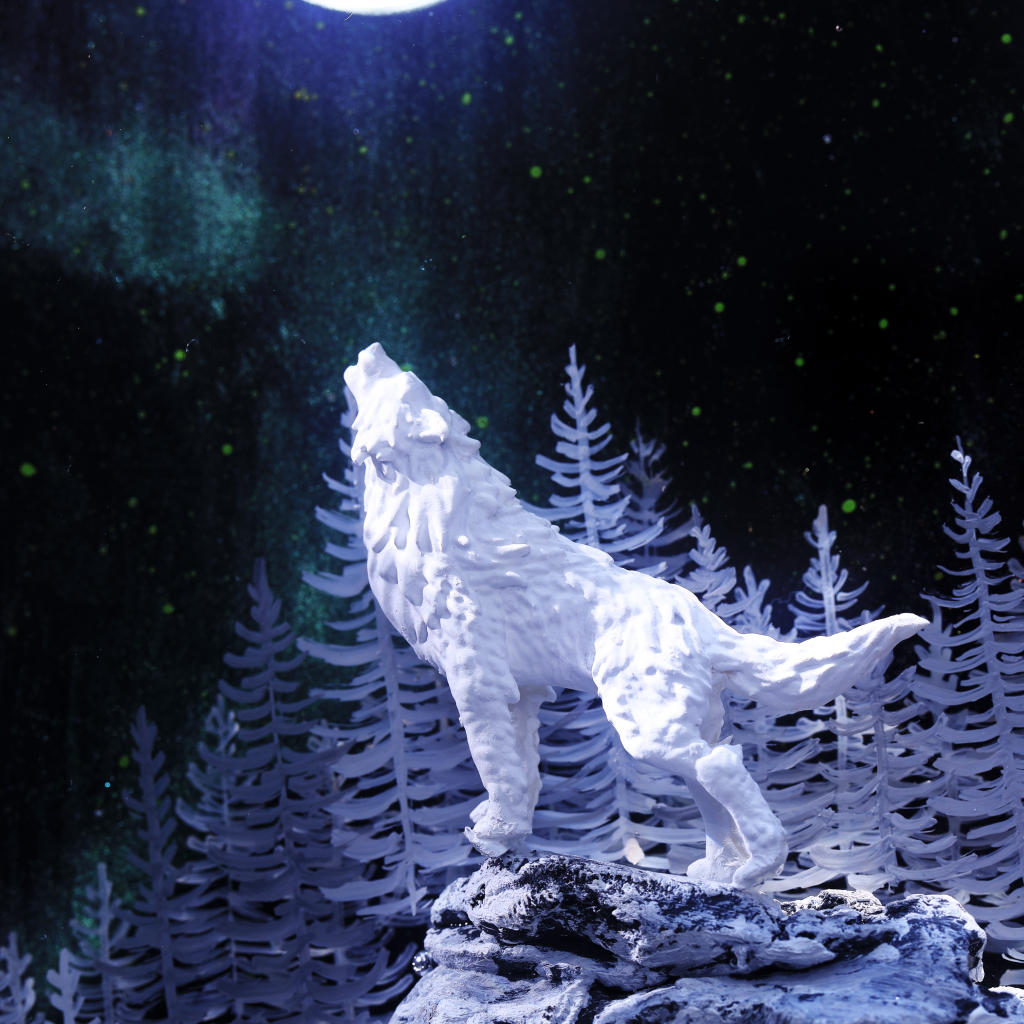 Aurora Borealis Howling Wolf Lamp 19 Wolf Night Light Ver 2