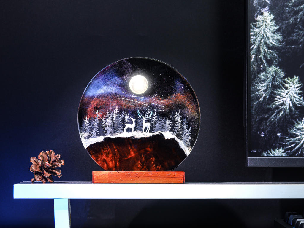 Deer In Enchanted Forest Epoxy Lamp 3 Deer In Enchanted Forest Epoxy Lamp
