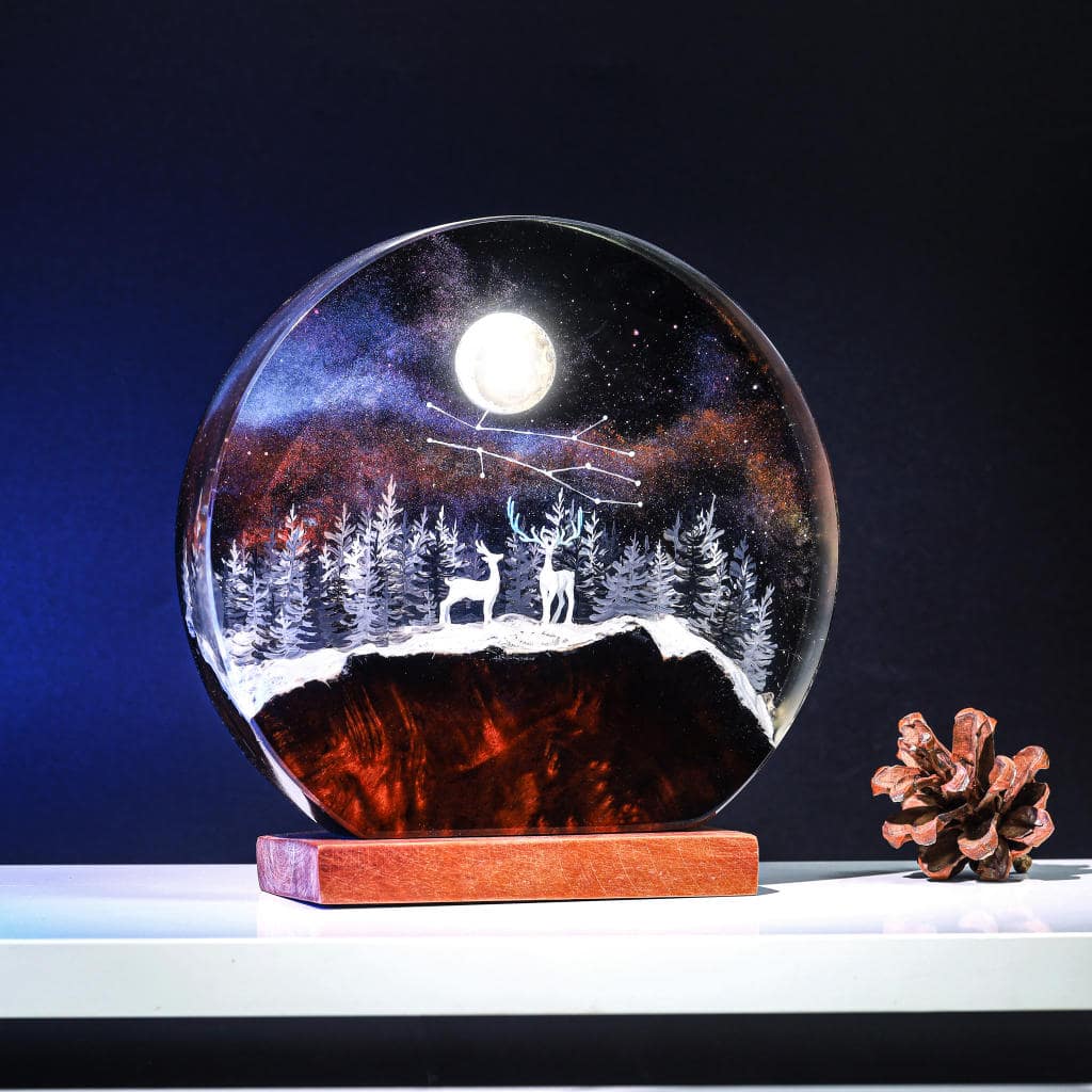 Deer In Enchanted Forest Epoxy Lamp 4 Deer In Enchanted Forest Epoxy Lamp