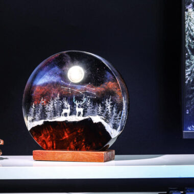 Deer In Enchanted Forest Epoxy Lamp