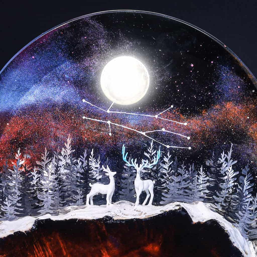 Deer In Enchanted Forest Epoxy Lamp 2 Deer In Enchanted Forest Epoxy Lamp