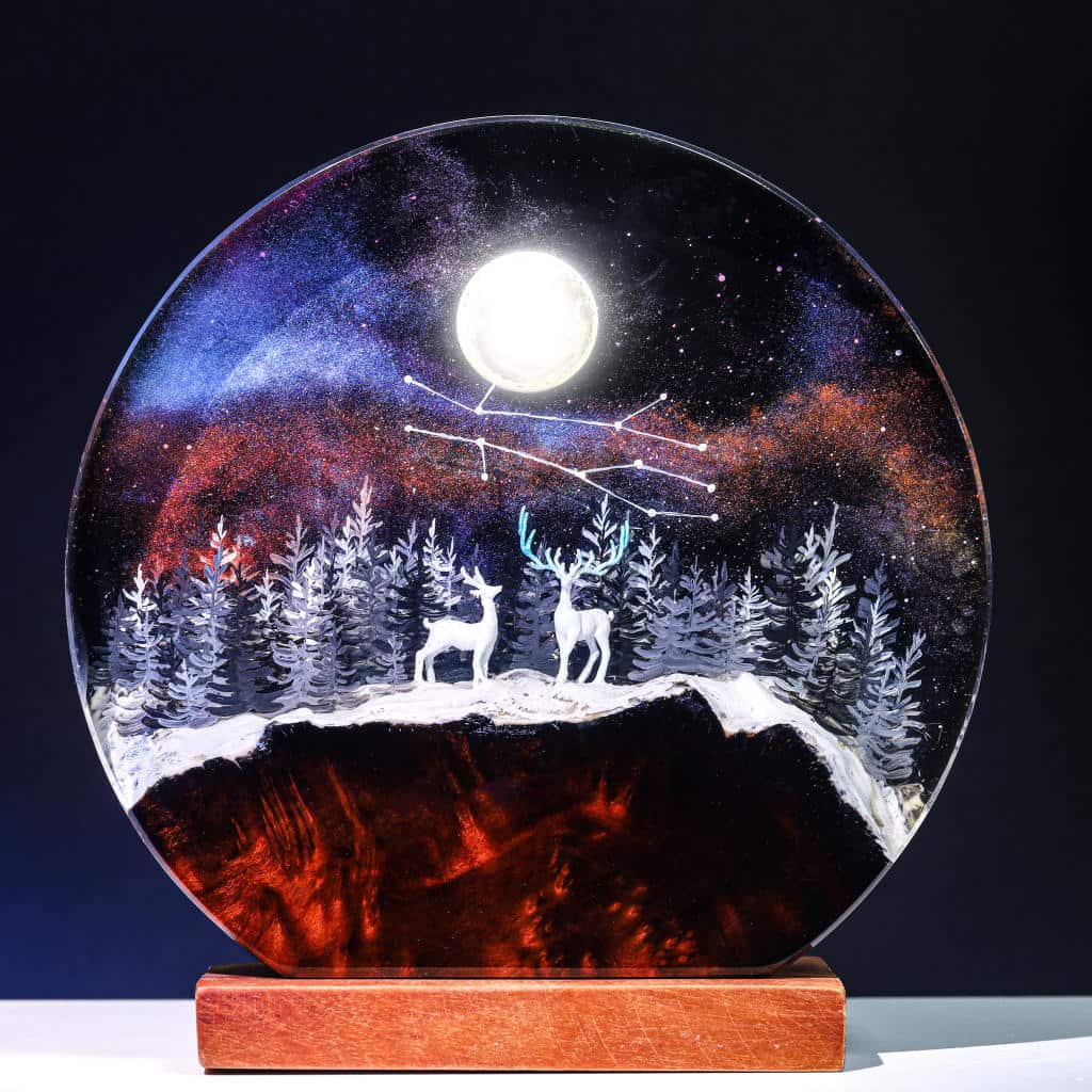 Deer In Enchanted Forest Epoxy Lamp 6 Deer In Enchanted Forest Epoxy Lamp