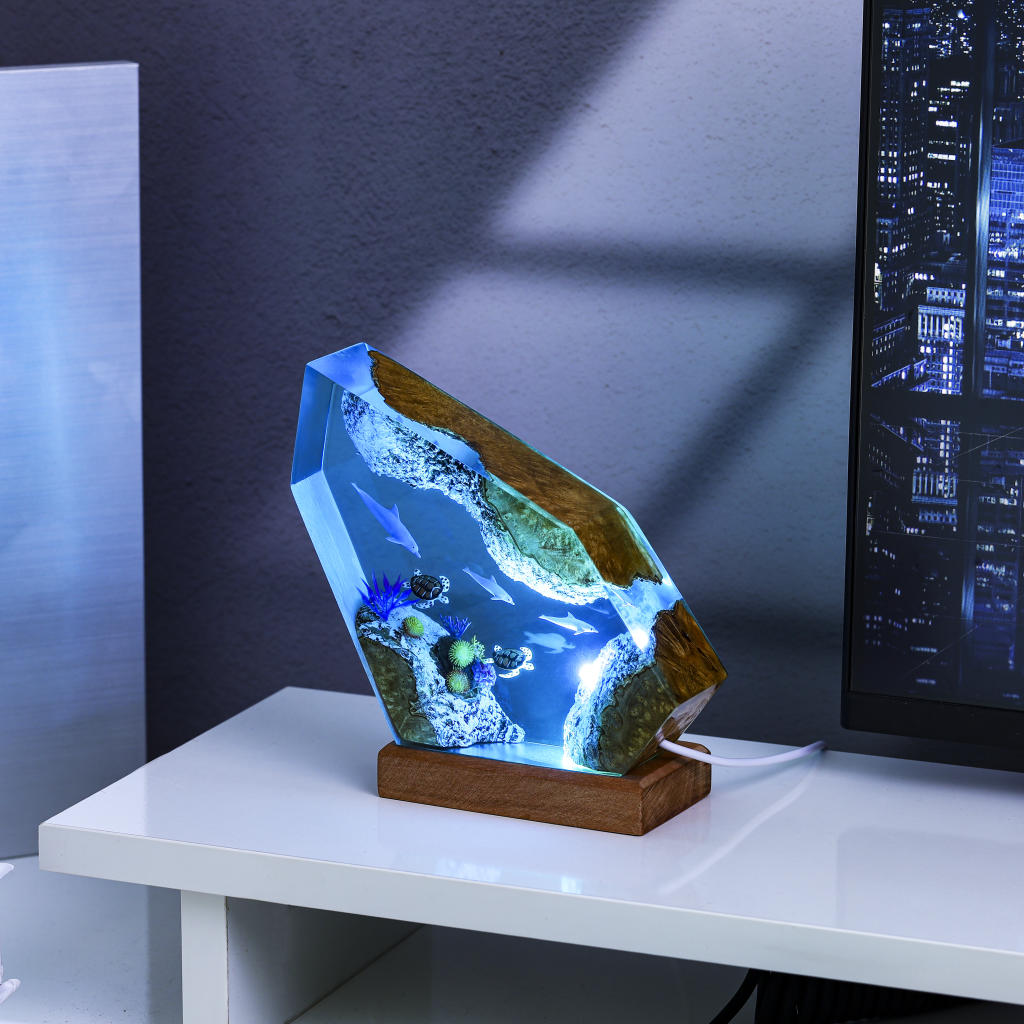 Dolphin and Sea Turtles Epoxy Lamp 5 Dolphin Epoxy Lamp