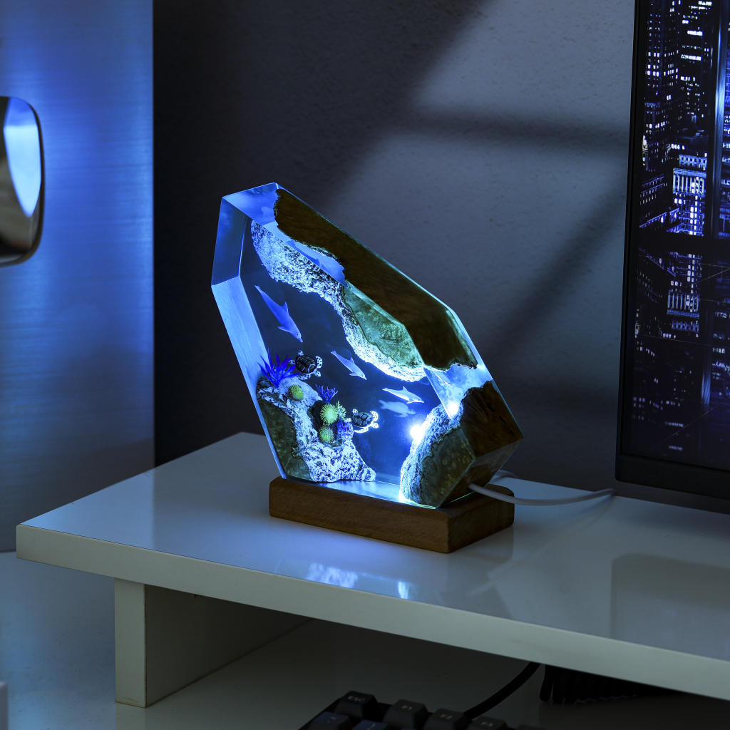 Dolphin and Sea Turtles Epoxy Lamp 2 Dolphin Epoxy Lamp