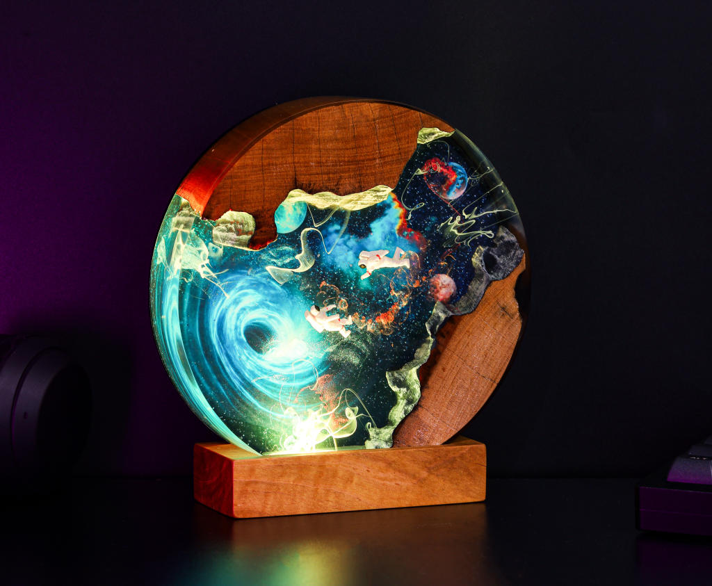 Interstellar Astronaut entering into the Black hole Night Light 1 Interstellar Astronaut entering into the Black hole Night Light