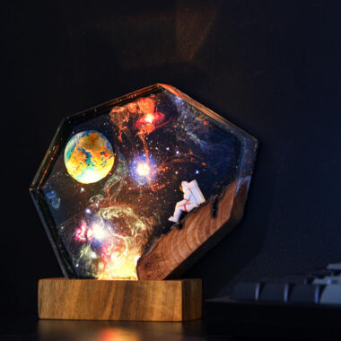 The EARTH and Astronaut Epoxy Lamp