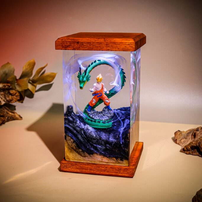 Super Warrior & Dragon Resin Lamp 1 Goku and Shenron Dragon ball lamp