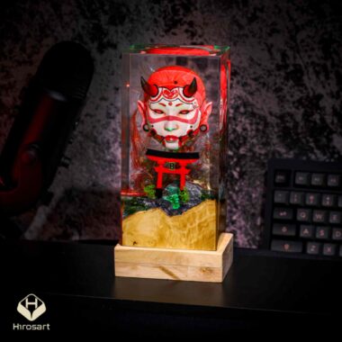 Hannari Hannya Devil Mask Epoxy Night Light