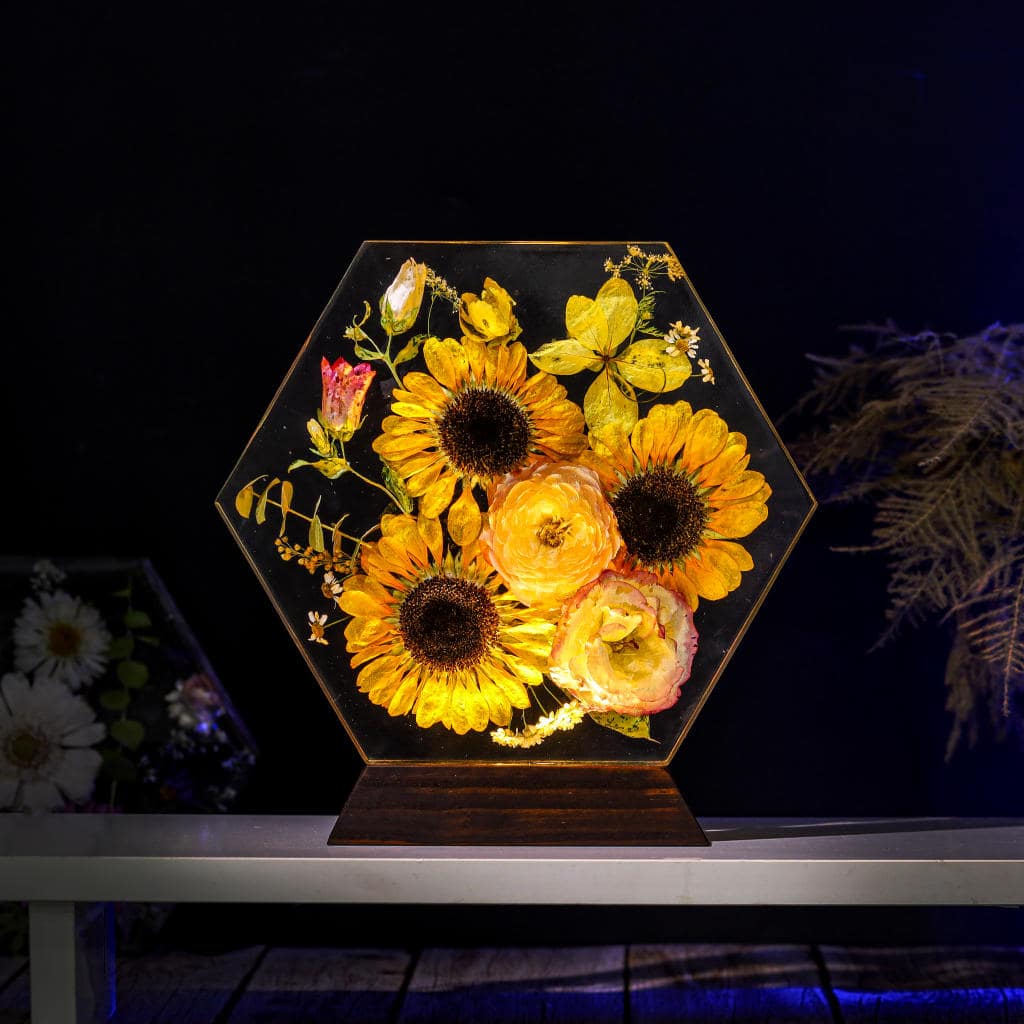 Hexagon Real Sunflower Night Light 2 Hexagon Real Sunflower Night Light