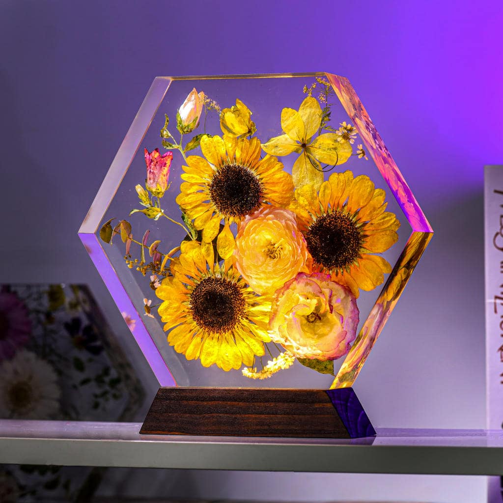 Hexagon Real Sunflower Night Light 3 Hexagon Real Sunflower Night Light