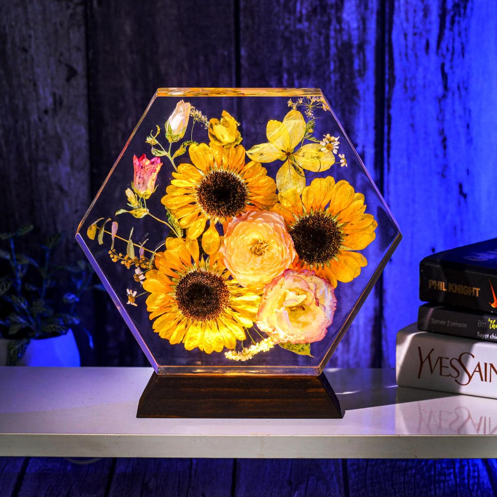 Hexagon Real Sunflower Night Light 6 Hexagon Real Sunflower Night Light