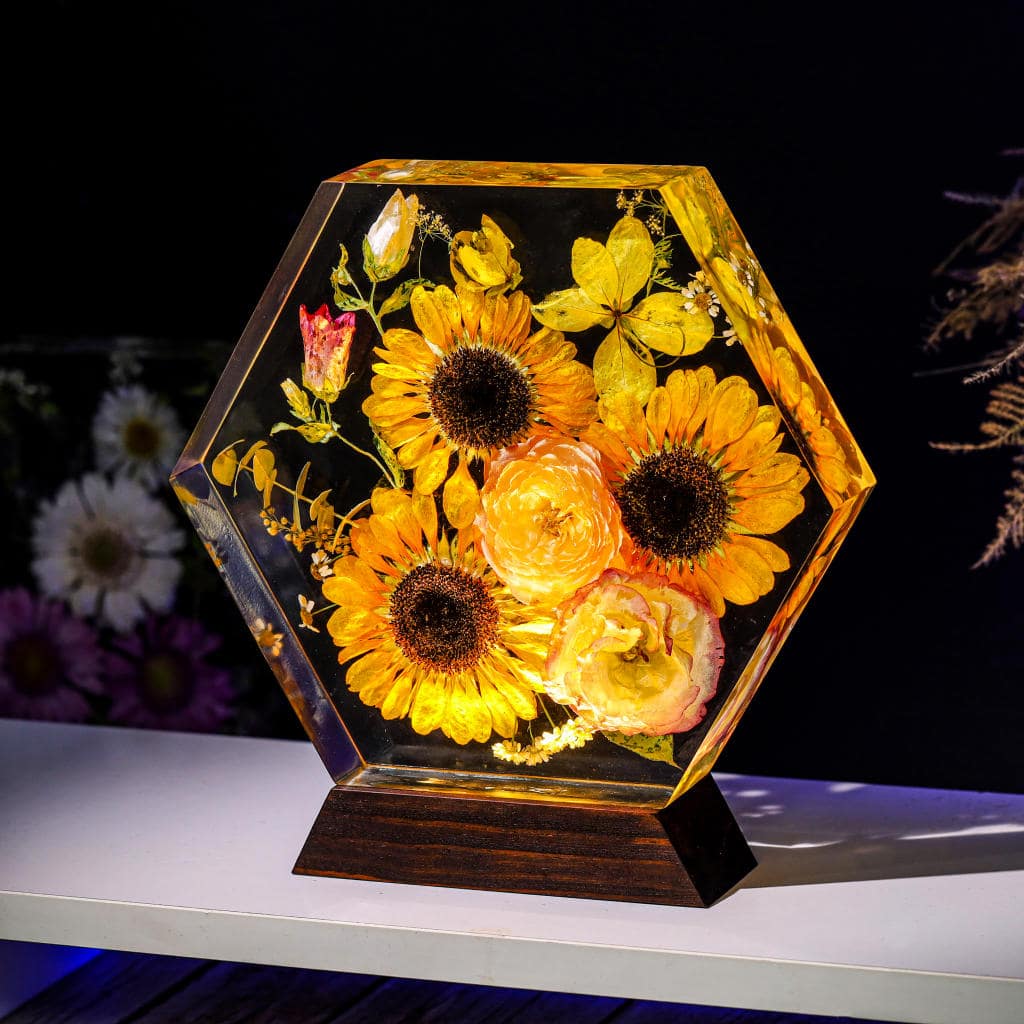 Hexagon Real Sunflower Night Light 8 Hexagon Real Sunflower Night Light