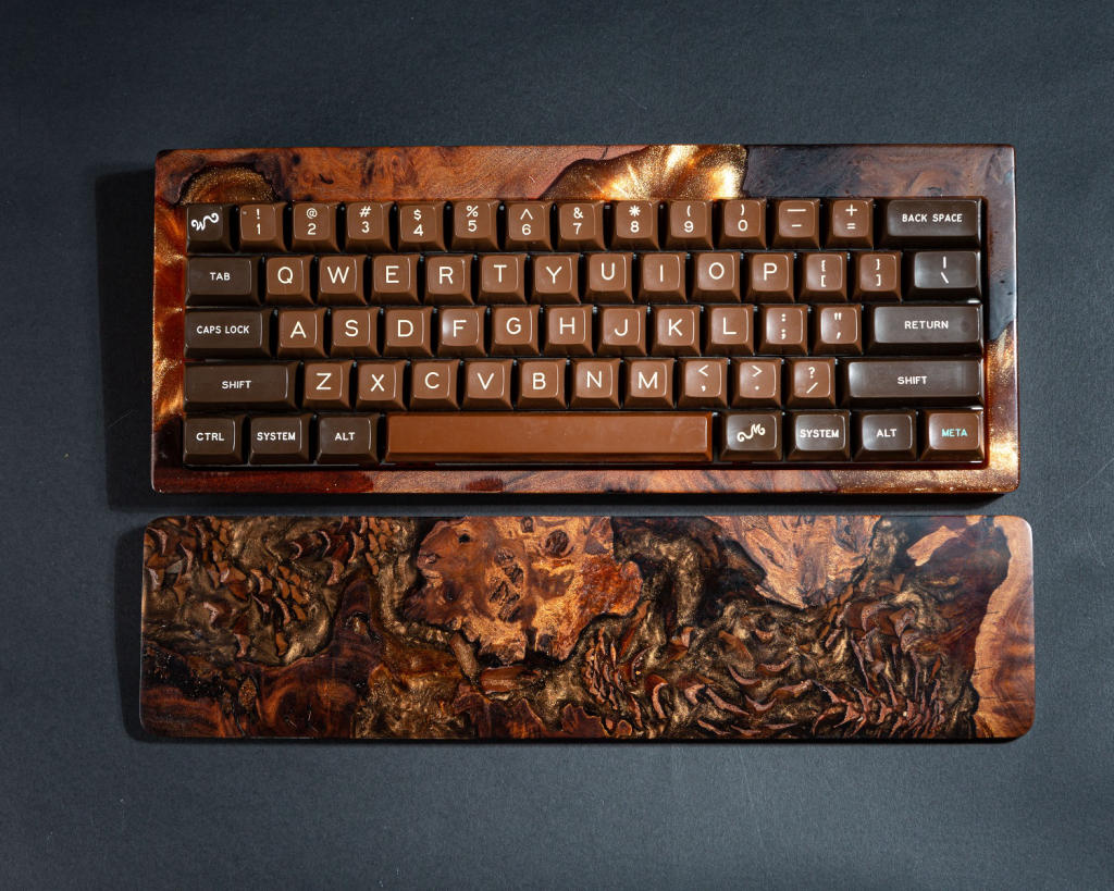 Orange Resin and Wood Keyboard Case 1 Orange Resin and Wood Keyboard Case