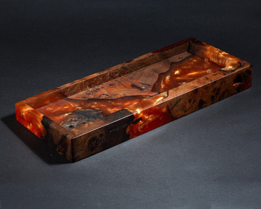 Orange Resin and Wood Keyboard Case 6 Orange Resin and Wood Keyboard Case