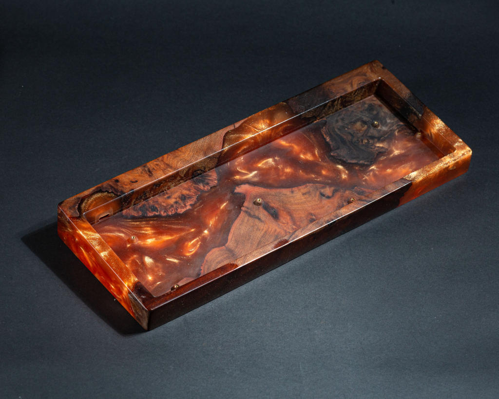 Orange Resin and Wood Keyboard Case 7 Orange Resin and Wood Keyboard Case
