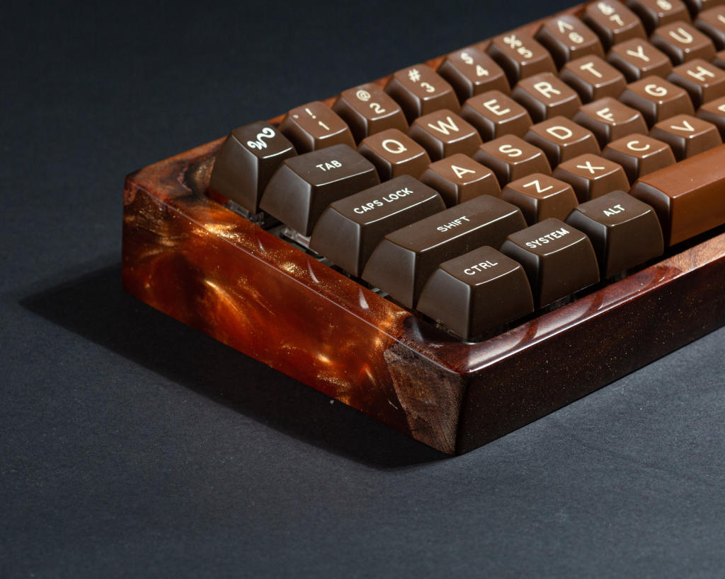 Orange Resin and Wood Keyboard Case 10 Orange Resin and Wood Keyboard Case