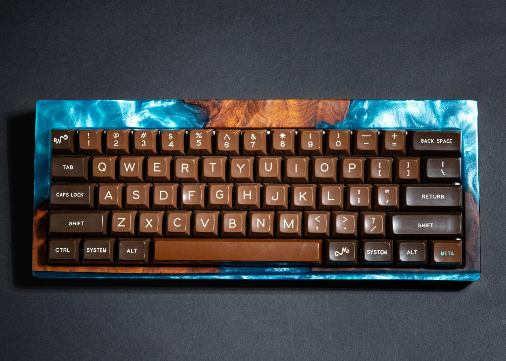 Blue Resin and Wood Keyboard Case 2 Blue Resin and Wood Keyboard Case