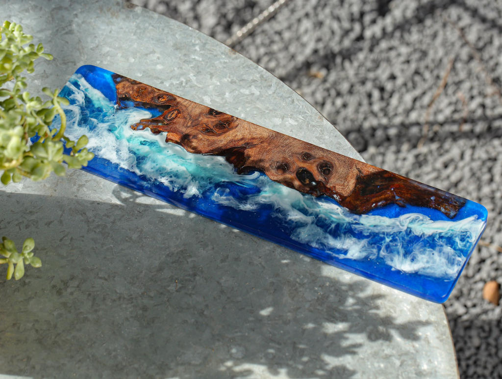 Blue Resin and Wood Keyboard Case 3 Blue Resin and Wood Keyboard Case