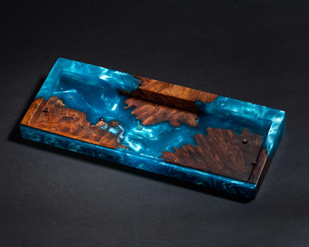 Blue Resin and Wood Keyboard Case 4 Blue Resin and Wood Keyboard Case
