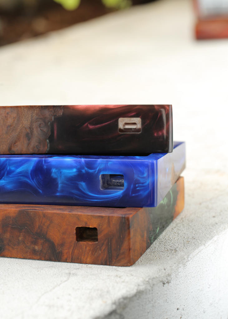 Blue Resin and Wood Keyboard Case 5 Blue Resin and Wood Keyboard Case