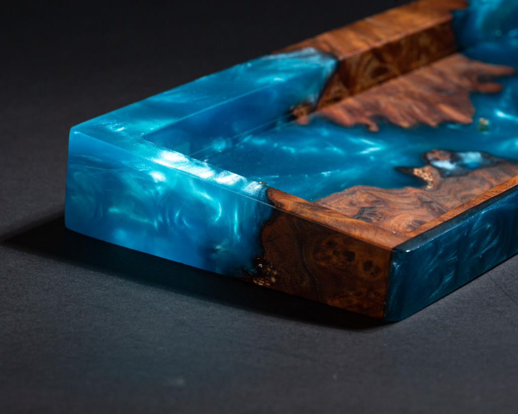 Blue Resin and Wood Keyboard Case 10 Blue Resin and Wood Keyboard Case