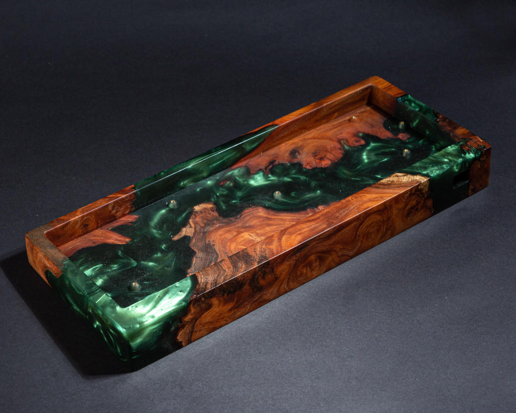 Green Resin and Wood Keyboard Case 2 Green Resin and Wood Keyboard Case