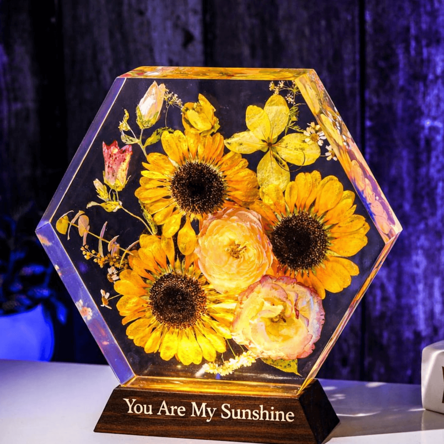 Hexagon Real Sunflower Night Light 9 Hexagon Real Sunflower Night Light