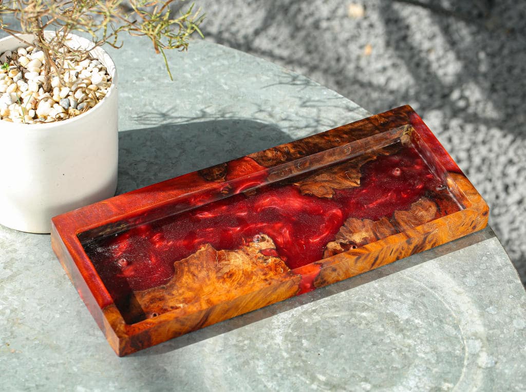Red Resin and Wood Keyboard Case 1 Red Resin and Wood Keyboard Case