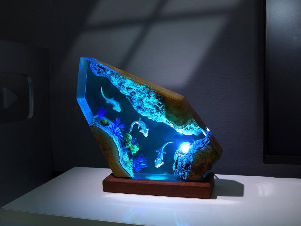 Swimming Axolotl Epoxy Lamp Ver 2 3 Swimming Axolotl Epoxy Lamp Ver 2