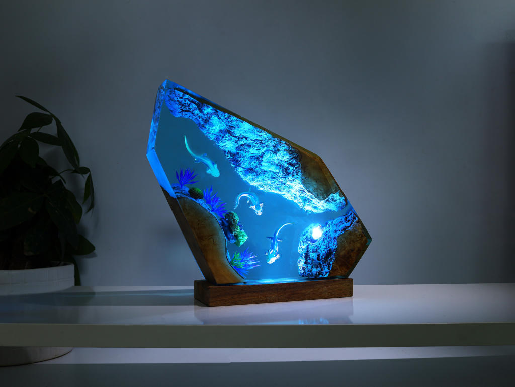 Swimming Axolotl Epoxy Lamp Ver 2 4 Swimming Axolotl Epoxy Lamp Ver 2