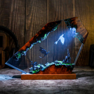 Flying Toothless and Light Fury Lamp