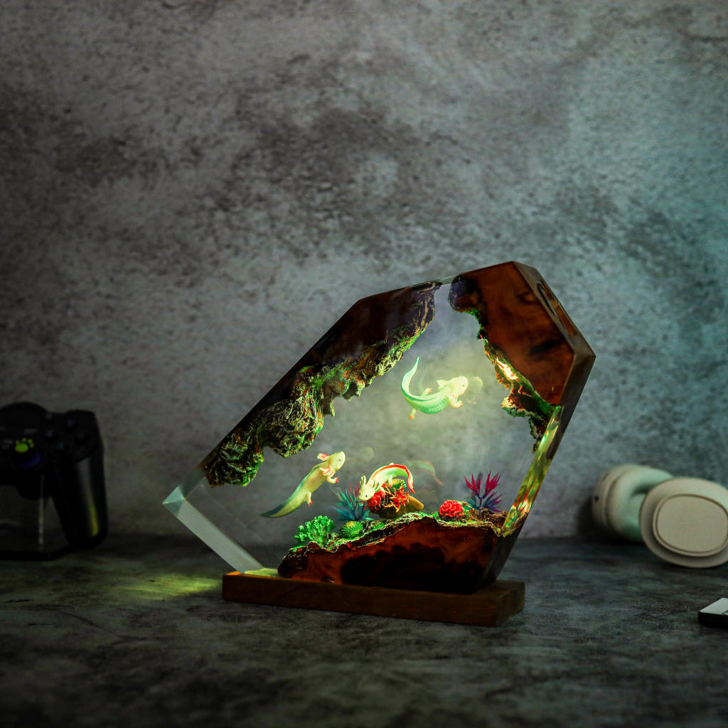 Swimming Axolotl Epoxy Lamp Ver 3 7 Swimming Axolotl Epoxy Lamp Ver 3