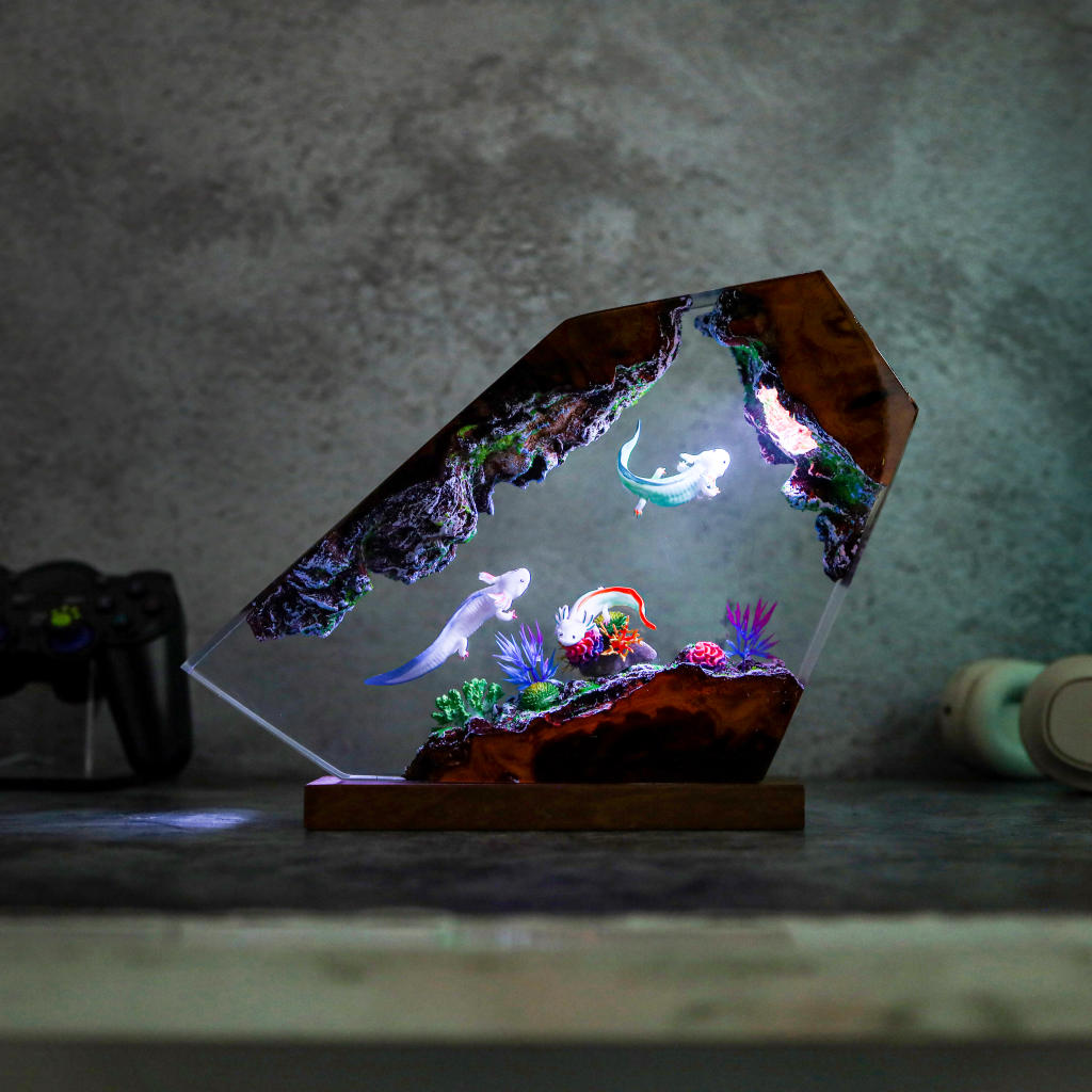 Swimming Axolotl Epoxy Lamp Ver 3 6 Swimming Axolotl Epoxy Lamp Ver 3