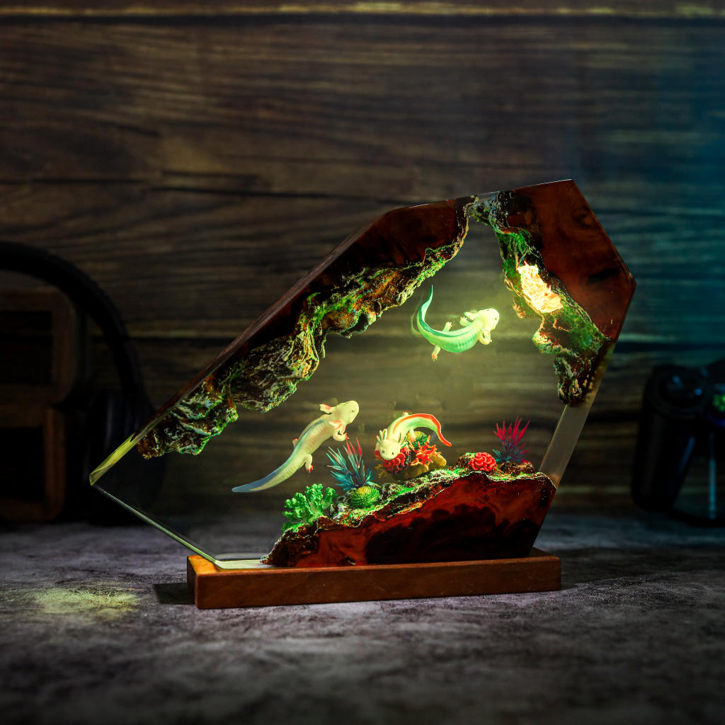 Swimming Axolotl Epoxy Lamp Ver 3 4 Swimming Axolotl Epoxy Lamp Ver 3