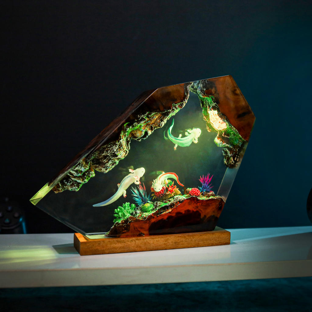 Swimming Axolotl Epoxy Lamp Ver 3 11 Swimming Axolotl Epoxy Lamp Ver 3