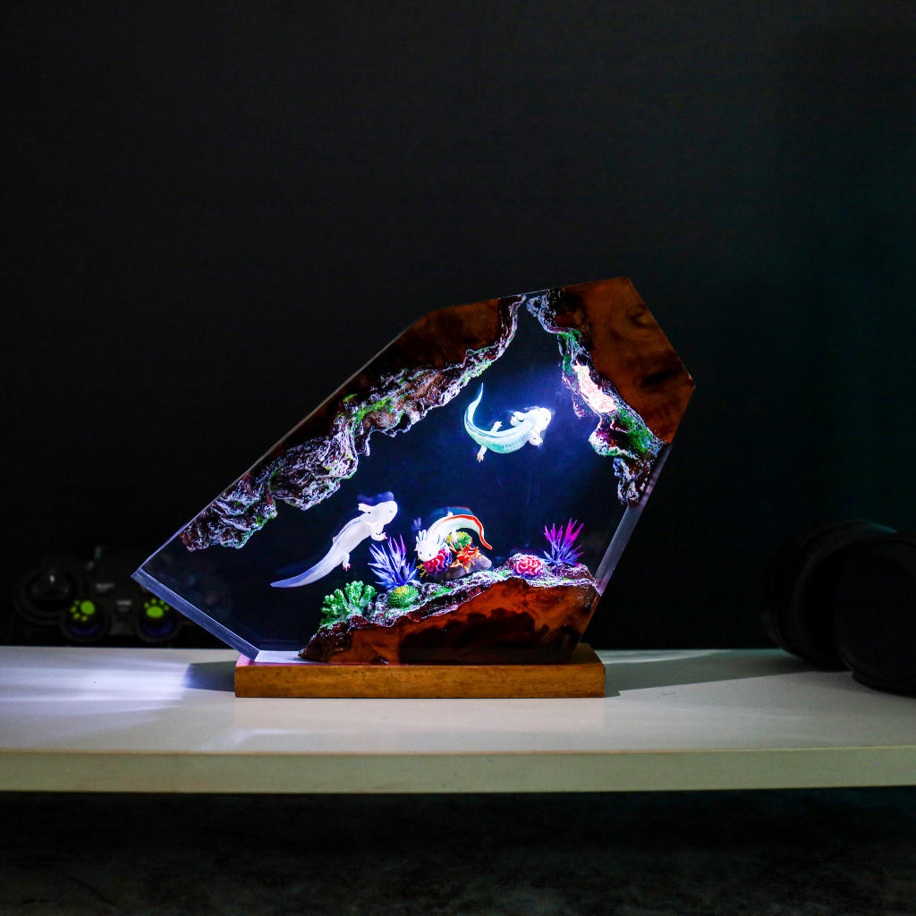 Swimming Axolotl Epoxy Lamp Ver 3 9 Swimming Axolotl Epoxy Lamp Ver 3