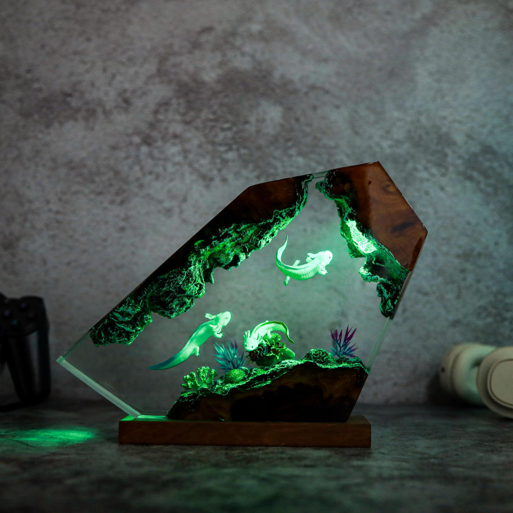 Swimming Axolotl Epoxy Lamp Ver 3 8 Swimming Axolotl Epoxy Lamp Ver 3