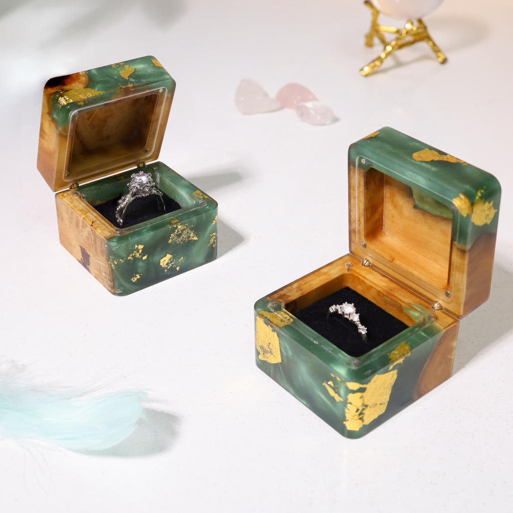 Square Emerald Green Resin Engagement Ring Box 12 Square Teal Green Resin Engagement Ring Box