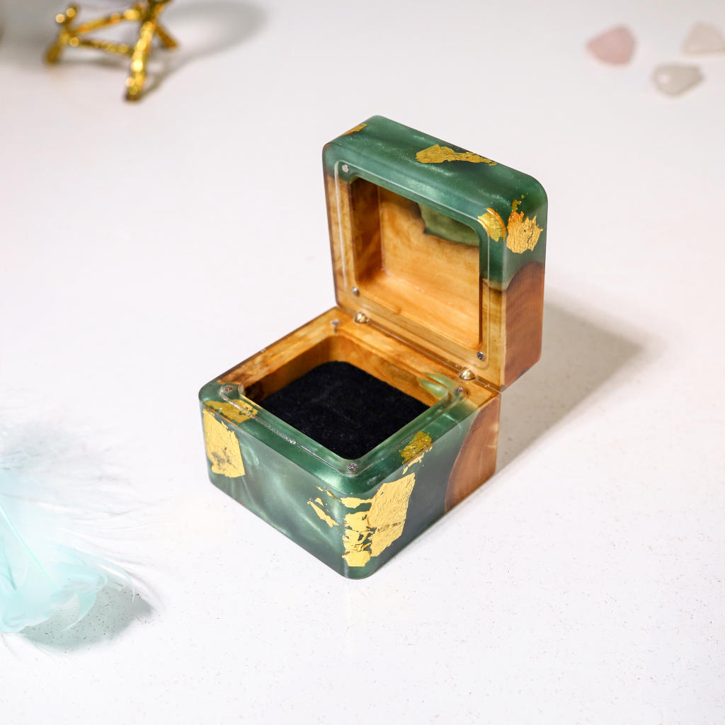 Square Emerald Green Resin Engagement Ring Box 15 Square Teal Green Resin Engagement Ring Box