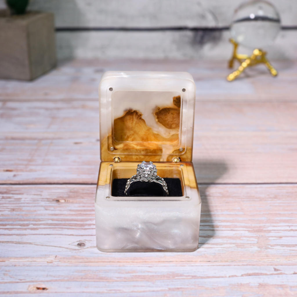 Square Emerald Green Resin Engagement Ring Box 5 Square Teal Green Resin Engagement Ring Box