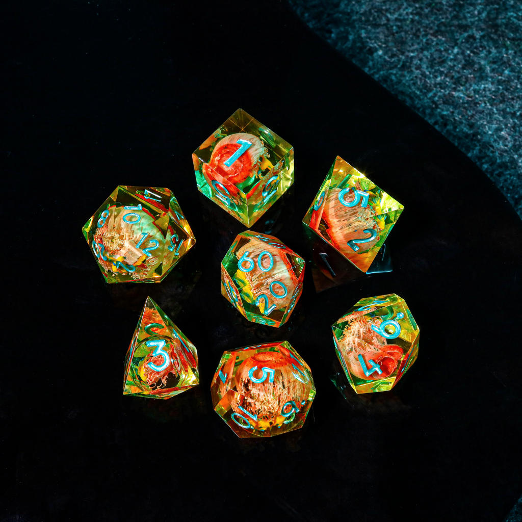 Orange Koi Resin DnD Dice 13 Orange Koi Resin DnD Dice