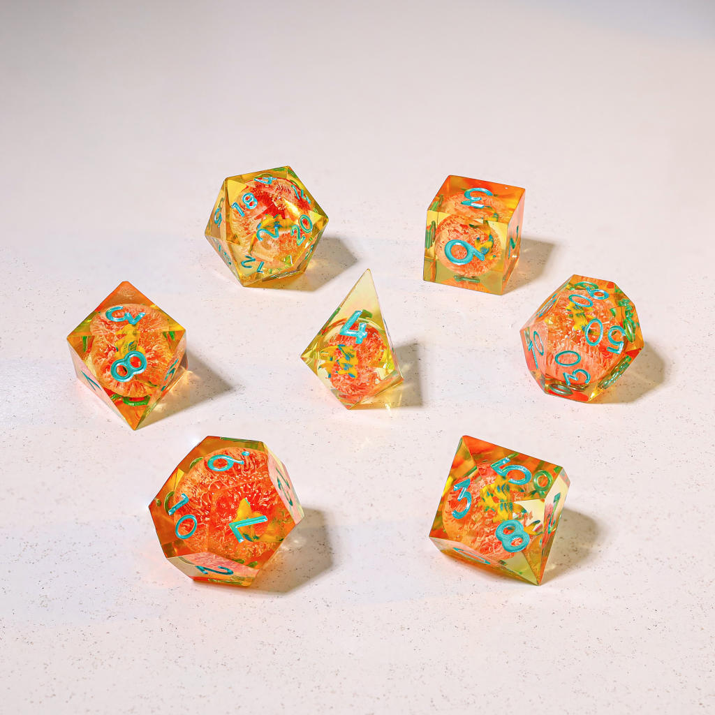 Orange Koi Resin DnD Dice 12 Orange Koi Resin DnD Dice