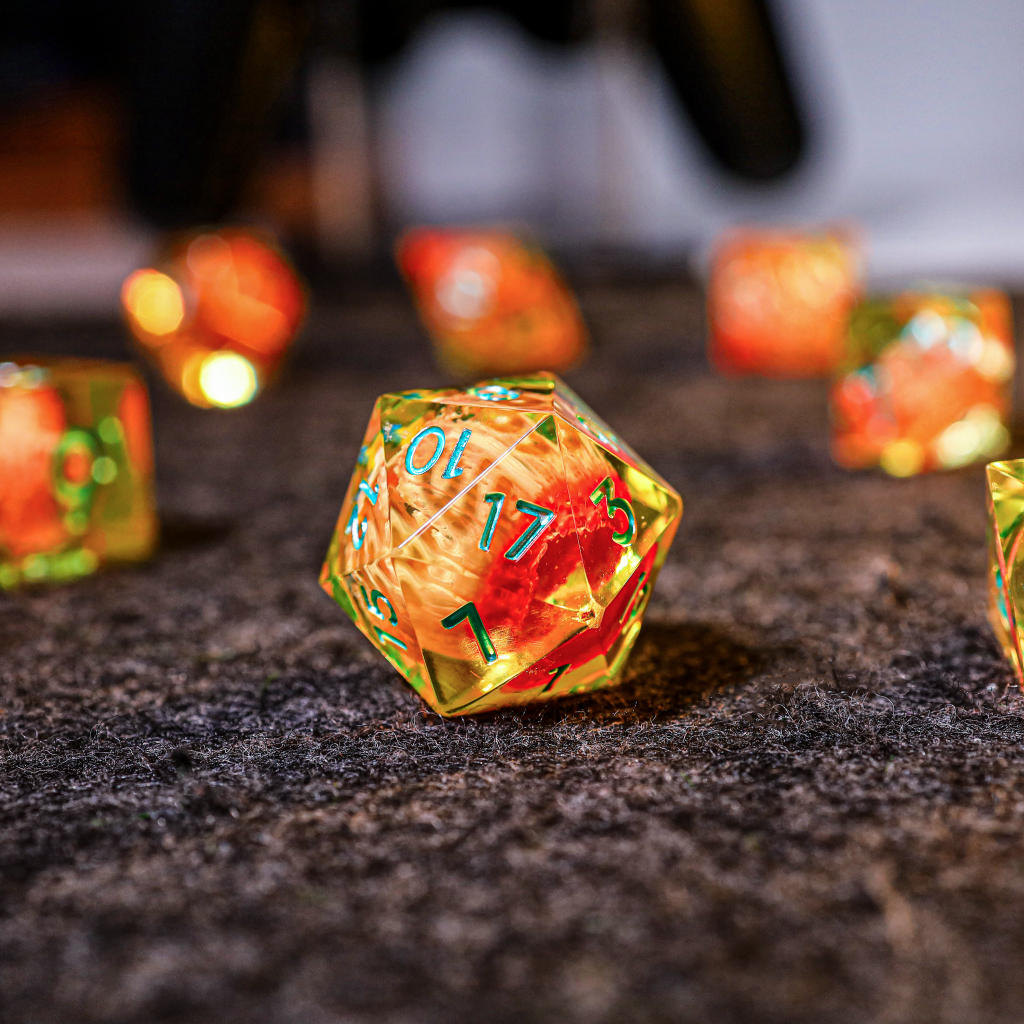 Orange Koi Resin DnD Dice 1 Orange Koi Resin DnD Dice