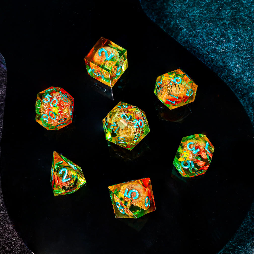Orange Koi Resin DnD Dice 10 Orange Koi Resin DnD Dice