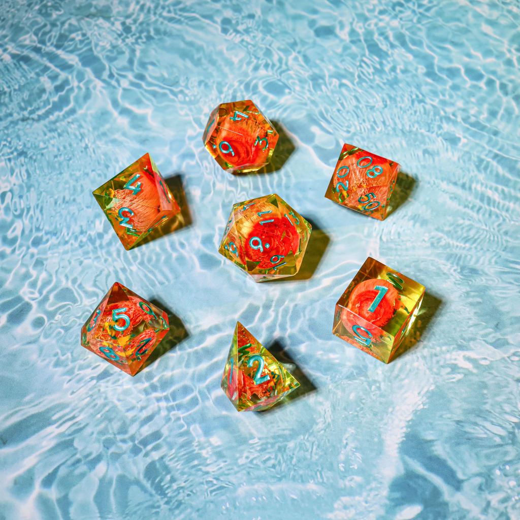 Orange Koi Resin DnD Dice 6 Orange Koi Resin DnD Dice